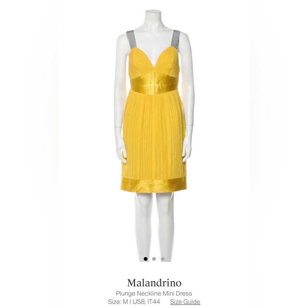 Malandrino Yellow Plunge Neckline Mini Dress